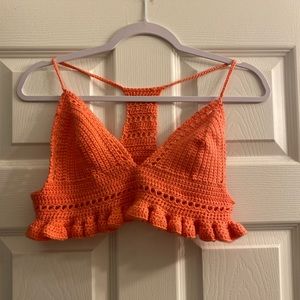 Coral/Orange handmade crochet top